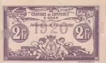 Algerien 2 Francs - Chambre de commerce of Oran - 1920 - Serial II - P.141.24