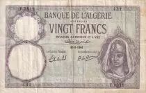 Algerien 20 Francs - Young woman - 10-09-1941 - Serial F.3519 - P.78c