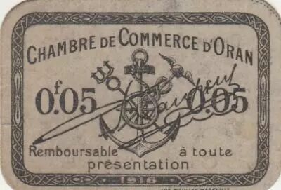 Algerien 5 Cents - Chambre de commerce of Oran - 1916