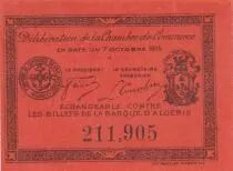 Algerien 5 Cents - Chambre de commerce of Philippeville - 07-10-1915 - Serial 211.905