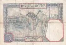 Algerien 5 Francs -  Young girl - 09-01-1941 - Serial R.4851 - F to VF - P.94a