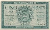 Algerien 5 Francs - 16-11-1942 - P.91