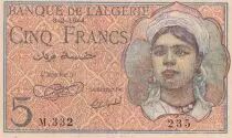 Algerien 5 Francs - Young girl - 08-02-1944 - Serial M.332 - P.94a