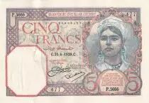 Algerien 5 Francs - Young girl - 21-06-1929 - Serial P.3679 - P.77a