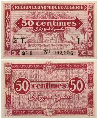 Algerien 50 Centimes - 31-1-1944 S�rie I -  UNC - P.100