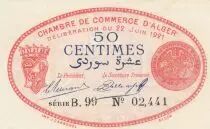 Algerien 50 Cents - Chambre de commerce of Alger - 22-06-1921 - Serial B.99