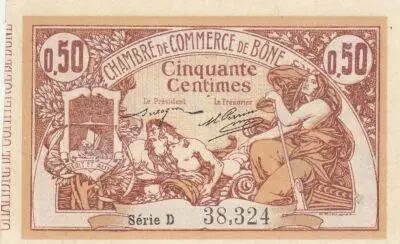 Algerien 50 Cents - Chambre de commerce of B�ne - 18-05-1915 - Serial D