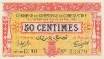 Algerien 50 Cents - Chambre de commerce of Constantine - 13-04-1920 - Serial D.10