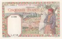 Algerien 50 Francs - Couple - Letter Watermark - 01-03-1945 - Serial L.1746