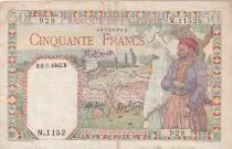 Algerien 50 Francs - Couple - Watermark Head of woman - 06-07-1942 - Serial M.1152