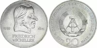 Allemagne (RDA) 20 Mark - Friedrich Von Schiller - 1972 -  TTB � SUP