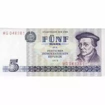 Allemagne (RDA) Lot 5 billets 5 &agrave; 100 Mark ALLEMAGNE 1971 &agrave; 1975