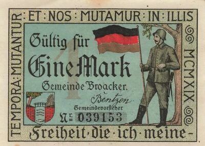 Allemagne 1 Mark - Broager - 1919 - Notgeld