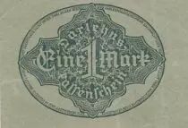 Allemagne 1 Mark - Darlehens-Kassenschein - 1922 - Papier vert