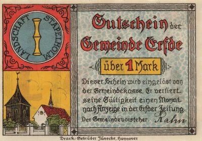 Allemagne 1 Mark - Erfde - Notgeld