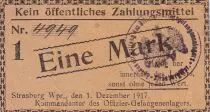 Allemagne 1 Mark - Occupation de Strasbourg - 1917