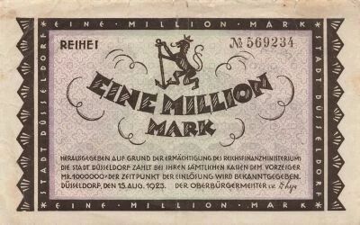 Allemagne 1 Million Mark - D�sseldorf - Notgeld - 1923