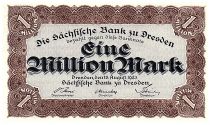 Allemagne 1 Million Mark, Marron, bleu - 1923 - Dresden - Numéro 327030