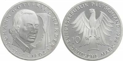 Allemagne 10 Mark - Johann Gottfried Herder, 250e anniversaire de sa naissance (1744?1803) ? 1994 G Karlsruhe