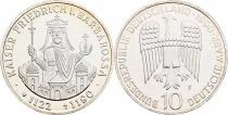 Allemagne 10 Reichsmark - Friedrich I. Barbarossa - 1990 F Stuttgart  - Argent