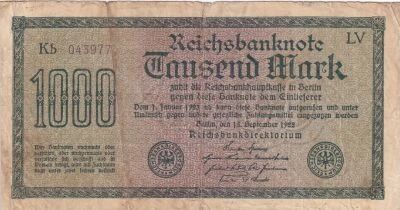 Allemagne 1000 Mark - 1922 - Num�ro violet - S�rie Kb