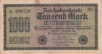 Allemagne 1000 Mark - Num&eacute;ro noir -  1922 - S&eacute;rie G-RD