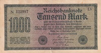 Allemagne 1000 Mark - Num�ro noir - 1922 - S�rie N-LV