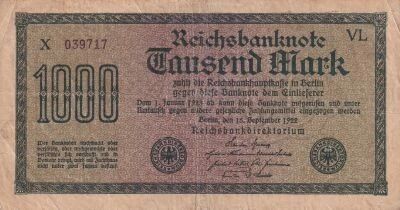 Allemagne 1000 Mark - Num�ro violet -  1922 - S�rie X-VL