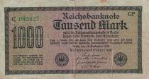 Allemagne 1000 Mark - Papier vert p&acirc;le - Num&eacute;ro vert - 1922 - S&eacute;rie C-GP
