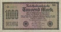 Allemagne 1000 Mark - Papier vert p&acirc;le - Num&eacute;ro vert - 1922 - S&eacute;rie Qa-MK