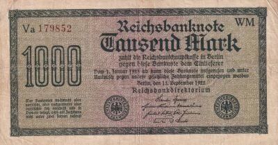 Allemagne 1000 Mark - Reichsbanknote - 1922 - Num�ro rouge - S�rie Va