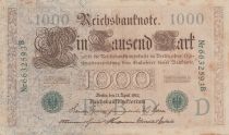 Allemagne 1000 Mark Brun numérotation verte - 1910 - 7 chiffres variés série B