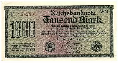 Allemagne 1000 Mark Vert, lilas - 1922 - s�rie F*-WM