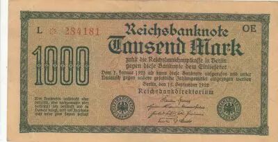 Allemagne 1000 Mark Vert, lilas - 1922 - s�rie L*-OE