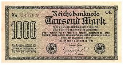 Allemagne 1000 Mark Vert, lilas - 1922 - s�rie Xg-OE