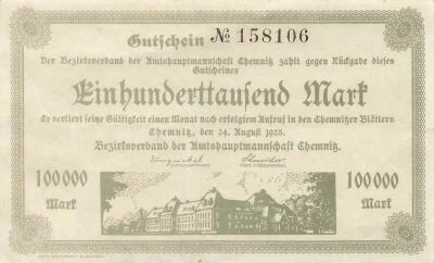 Allemagne 100000 Mark - Chemnitz - Notgeld - 1923