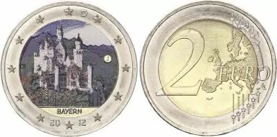 Allemagne 2 Euros - Bavi�re - Coloris�e - J (Hambourg) - 2012