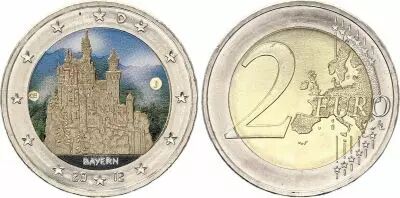 Allemagne 2 Euros - Bavi�re - Coloris�e - J (Hambourg) - 2012