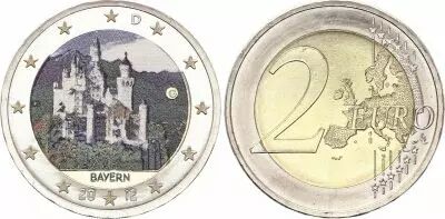 Allemagne 2 Euros - Bavi�re - Coloris�e - K (Karlsruhe) - 2012