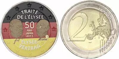 Allemagne 2 Euros - Trait� de l\'Elys�e - Coloris�e - D (Munich) - 2013