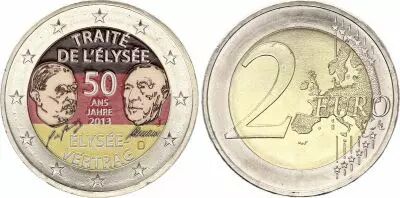 Allemagne 2 Euros - Trait� de l\'Elys�e - Coloris�e - J (Hambourg) - 2013