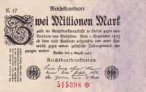 Allemagne 2 Millionen Mark - Blanc & Rose - 1923 - Séries et filigranes variés - SUP - P.103