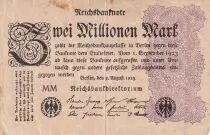 Allemagne 2 Millionen Mark - Noir et Lilas - 09-08-1923 - S&eacute;rie MM