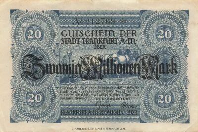 Allemagne 20 Millions Mark - Francfort - Notgeld - 1923