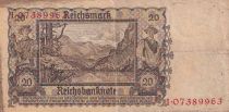 Allemagne 20 Reichsmark - Jeune femme - Paysage - 1939 - Lettre I - P.185
