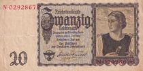 Allemagne 20 Reichsmark - Jeune femme - Paysage - 1939 - Lettre N - P.185