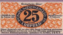 Allemagne 25 Pfennig - Crefeld - Notgeld - 1921