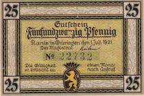 Allemagne 25 Pfennig - Ranis - Notgeld - 1920