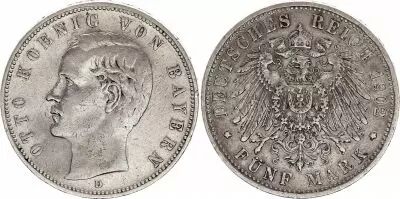 Allemagne 5 mark, Otto, Roi de Bavi�re - 1902 D