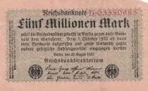 Allemagne 5 Millionen mark - Reichsbanknote - S&eacute;rie D - 1923